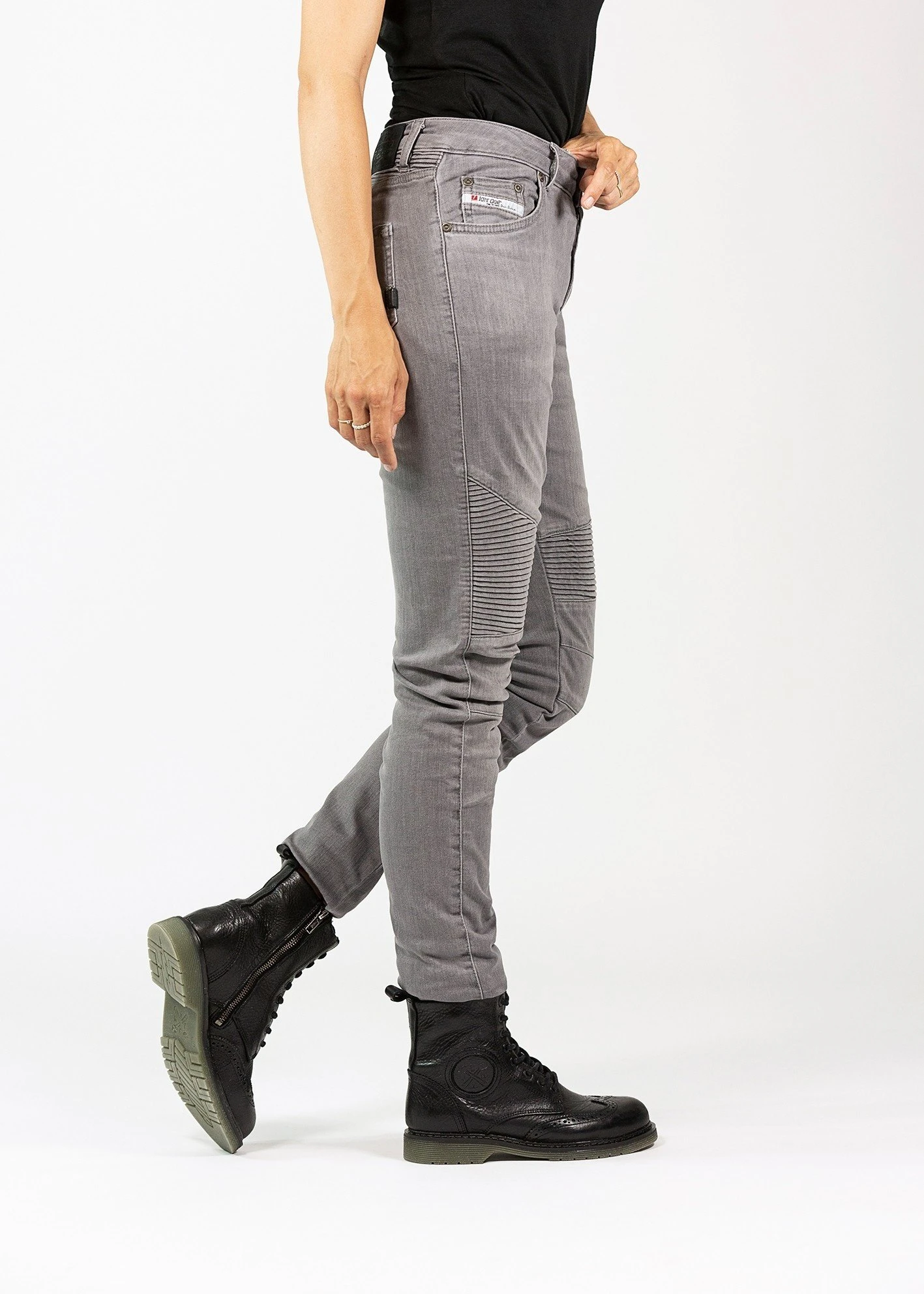 John Doe Betty Biker Jeans Light Grey - Afbeelding 7